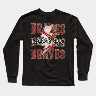 Graphic Baseball Braves Proud Name Team Vintage Long Sleeve T-Shirt